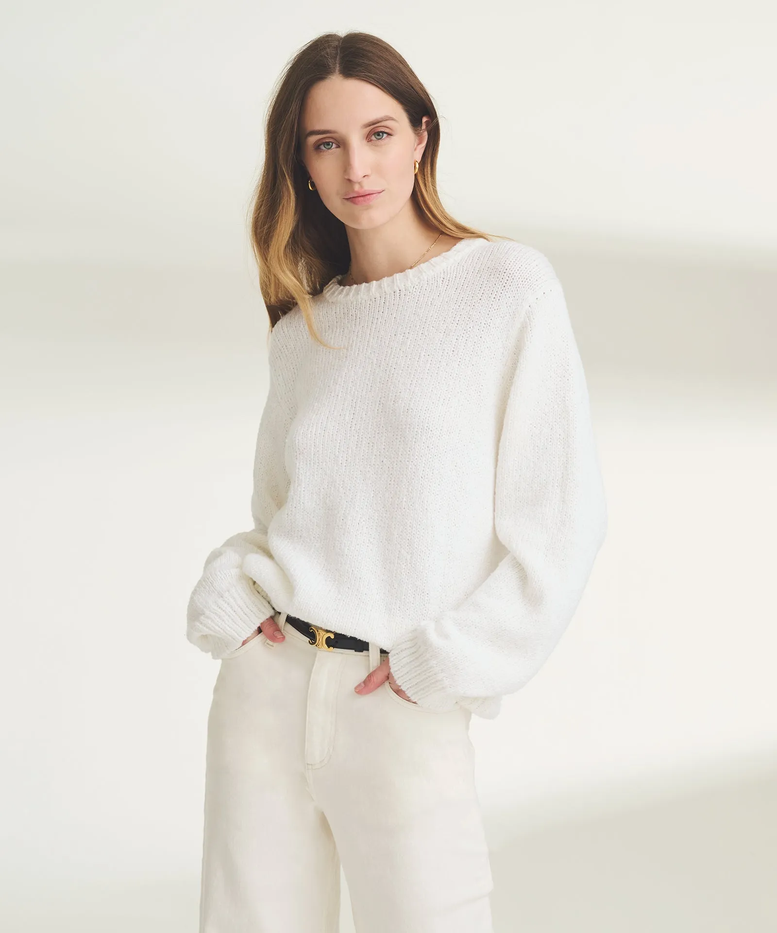 Chunky Cotton Crewneck Sweater