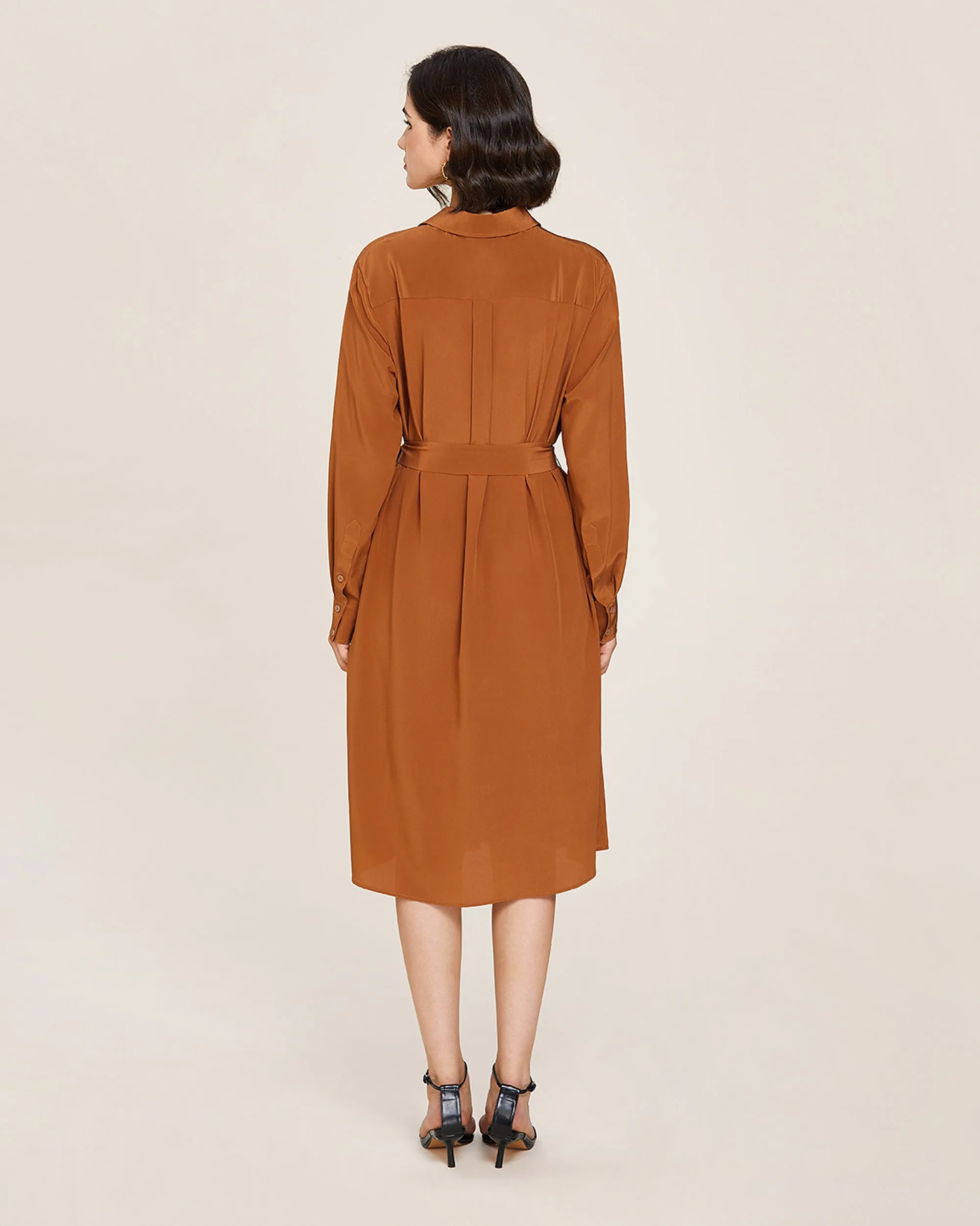 Clearance Long-sleeve Graceful Silk Dress