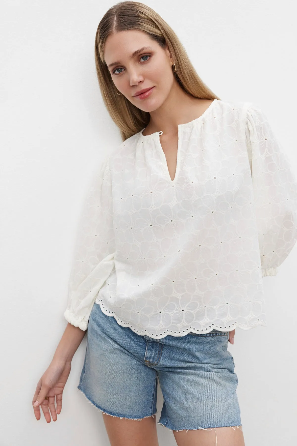 CORINA EMBROIDERED COTTON TOP