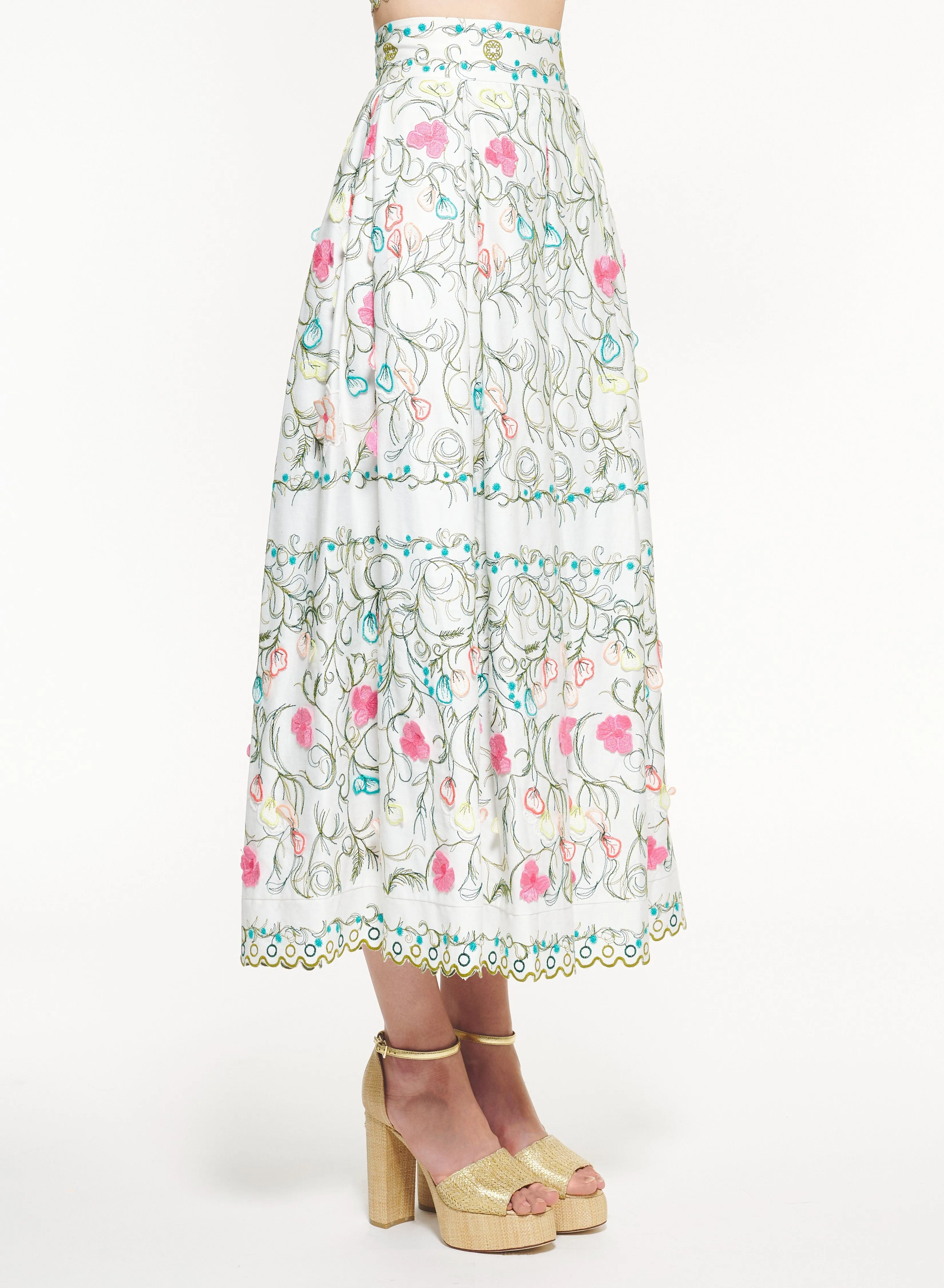 Cotton Embroidered Garden Skirt