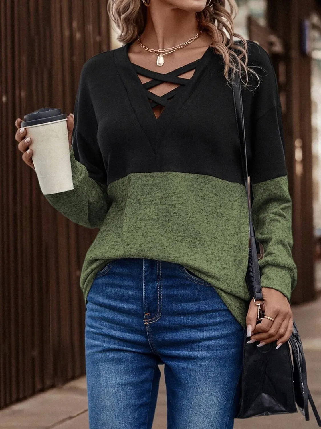 Crisscross Sweatshirt for Women Trendy and Versatile