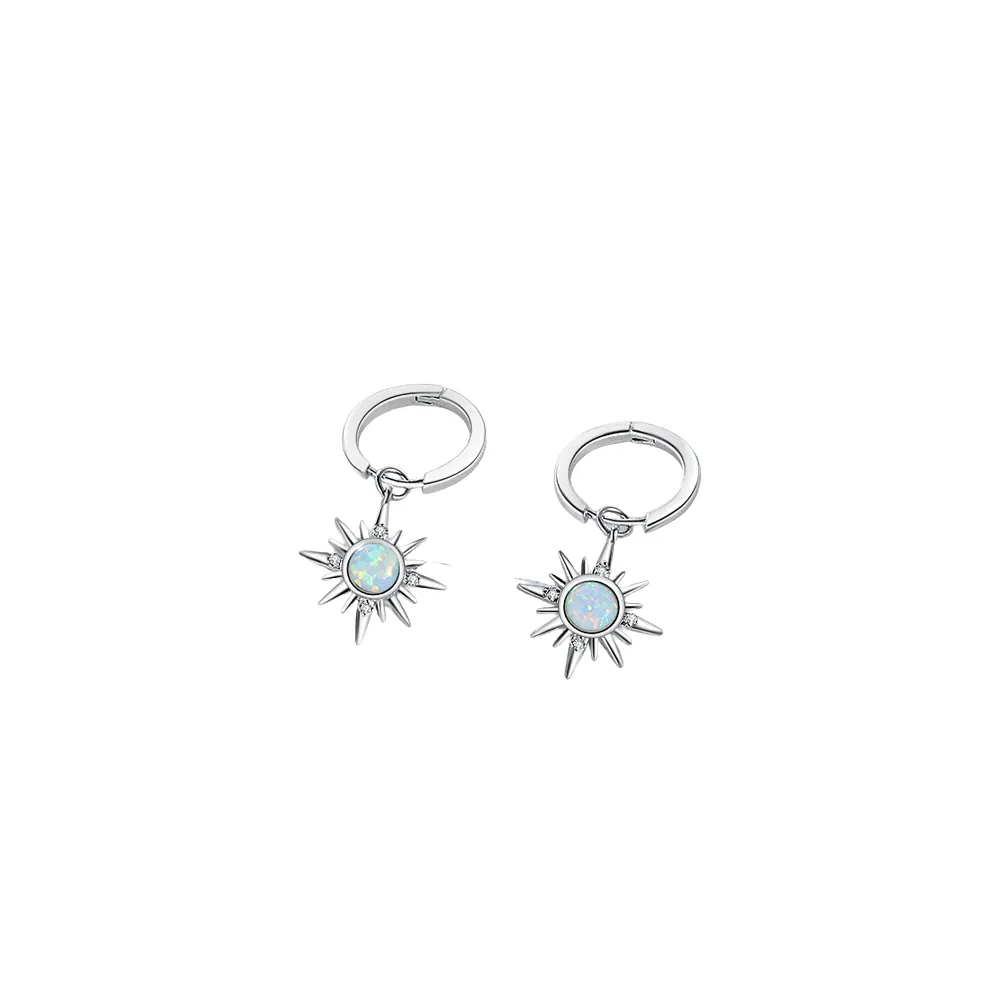 Designer Sun Opal Hoop Earrings For Women