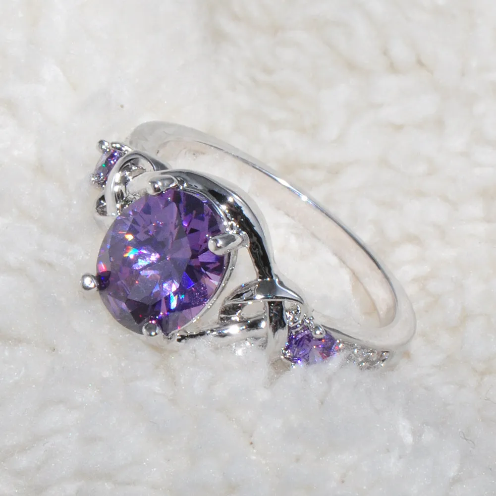 Elegant Purple Zircon Mystic Cross Ring - Perfect for a Romantic Bride Engagement!