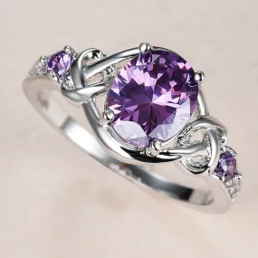 Elegant Purple Zircon Mystic Cross Ring - Perfect for a Romantic Bride Engagement!