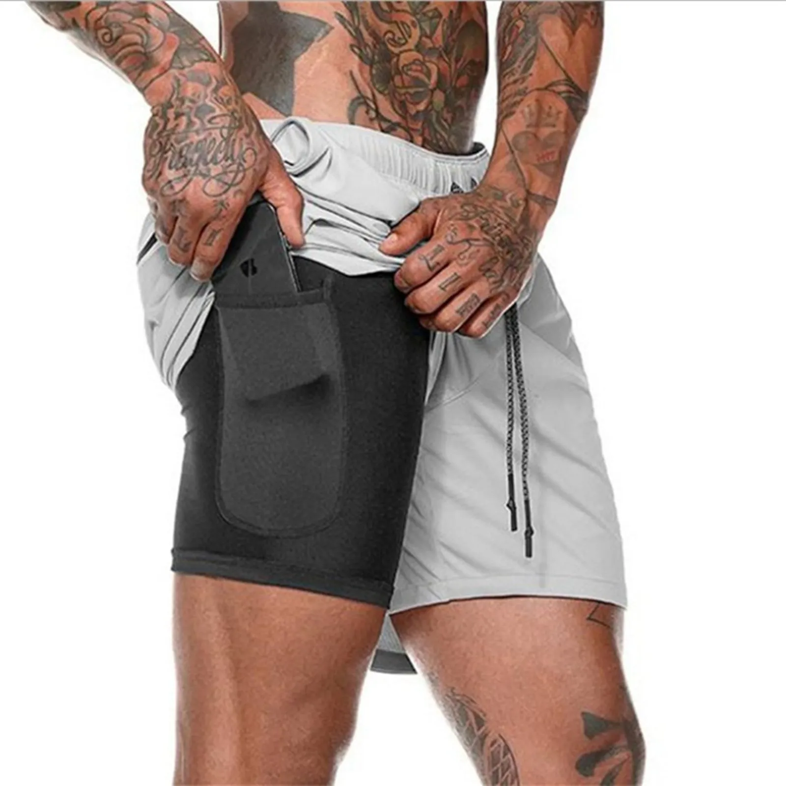 ESSENTIAL QUICKDRY POCKET 2 IN 1 8'' RUNNING SHORTS