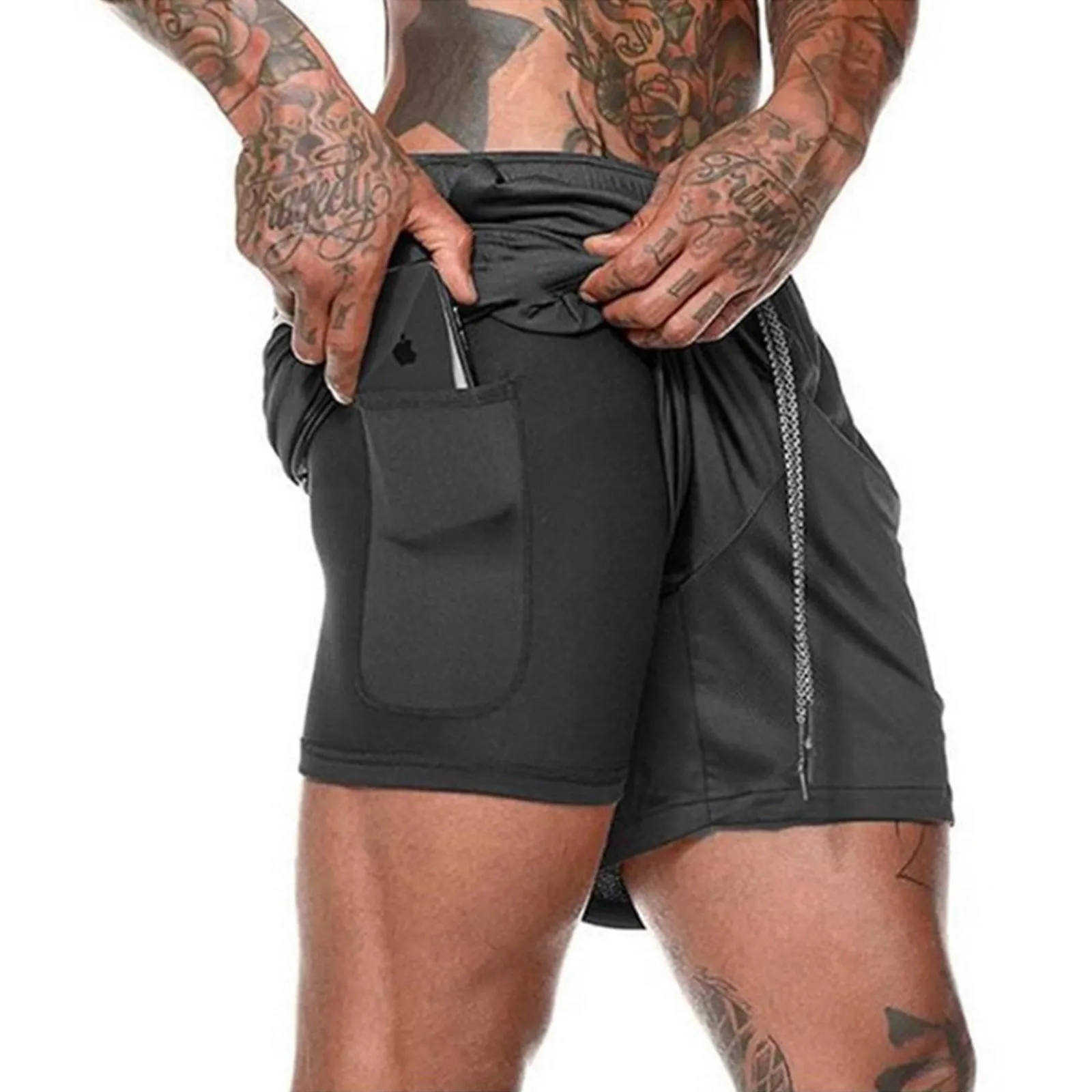 ESSENTIAL QUICKDRY POCKET 2 IN 1 8'' RUNNING SHORTS