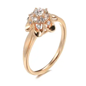 Flower Prong Romantic Rose Gold Ring