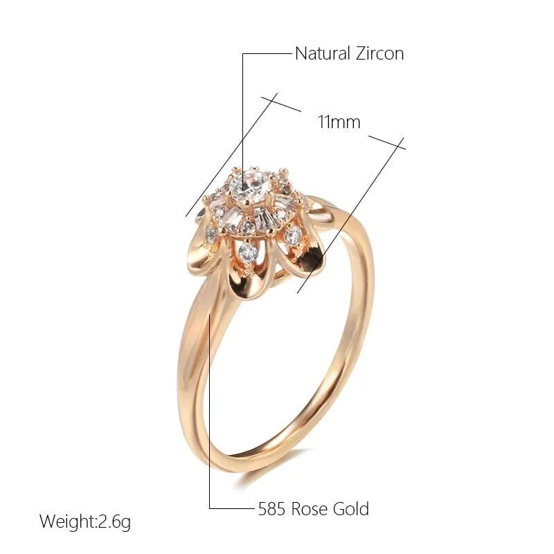 Flower Prong Romantic Rose Gold Ring