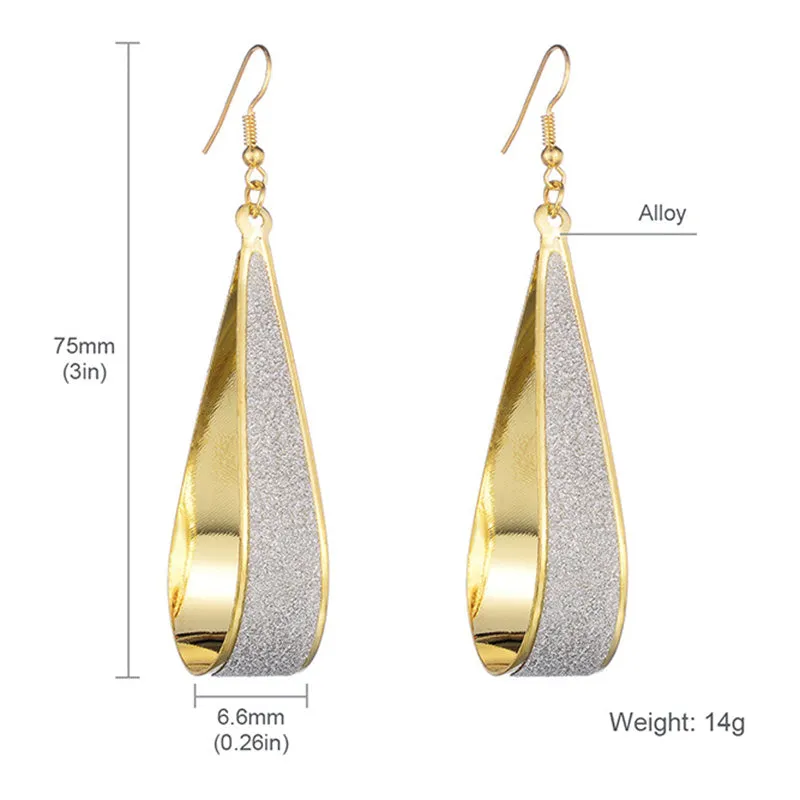 Golden Shimmery Tear Drop Earrings For Women