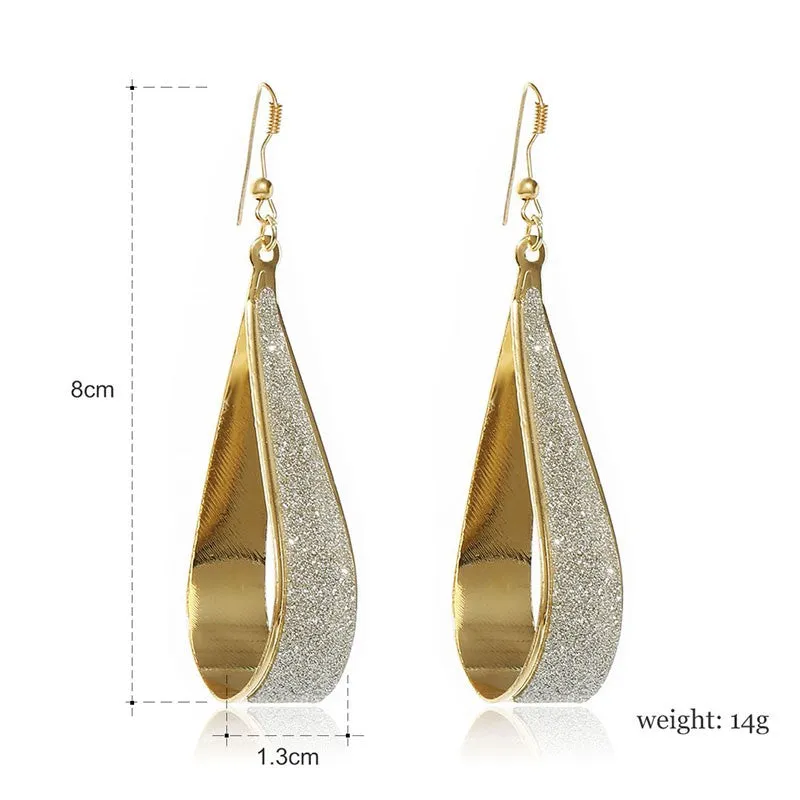 Golden Shimmery Tear Drop Earrings For Women