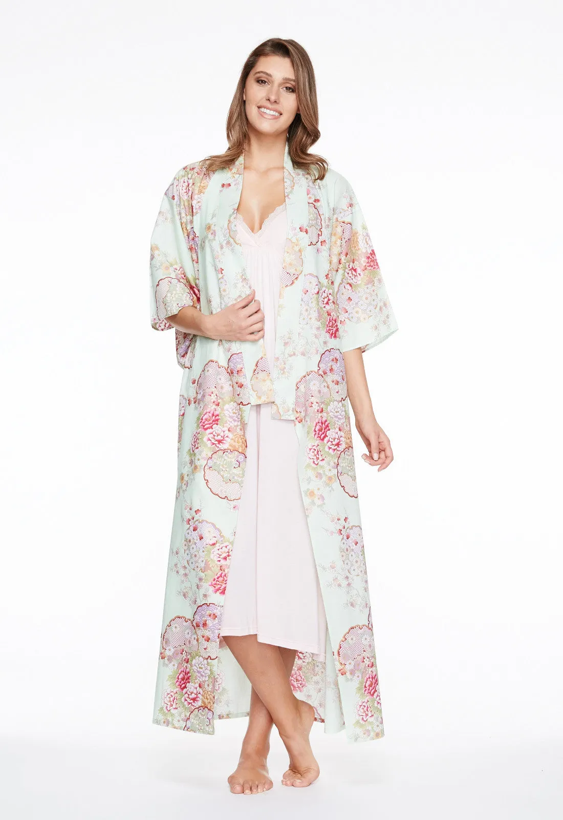 Graceful Circles Cotton Long Kimono