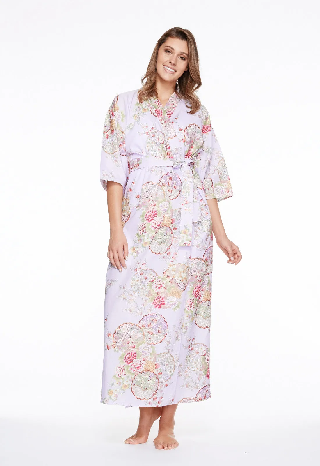 Graceful Circles Cotton Long Kimono