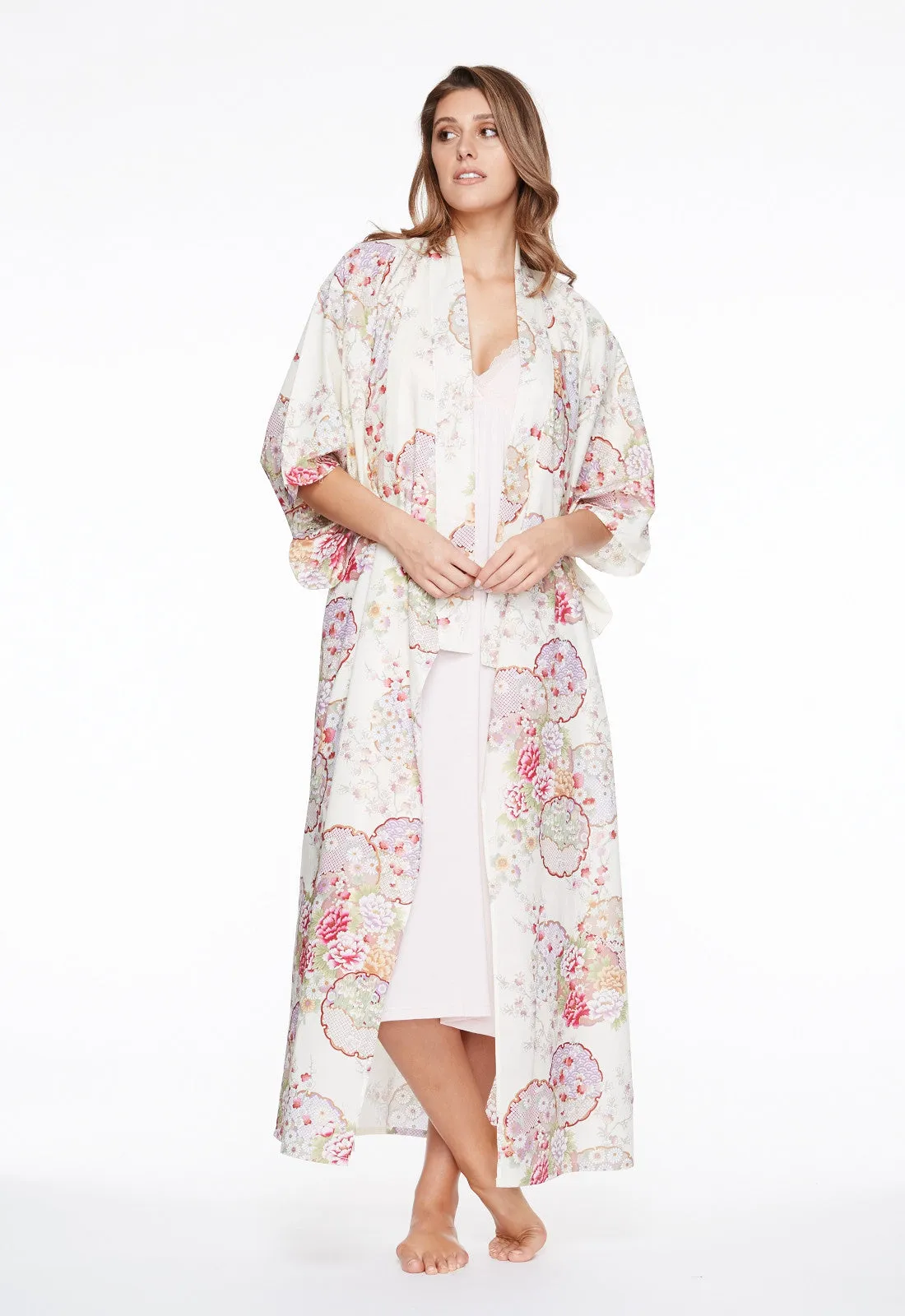 Graceful Circles Cotton Long Kimono