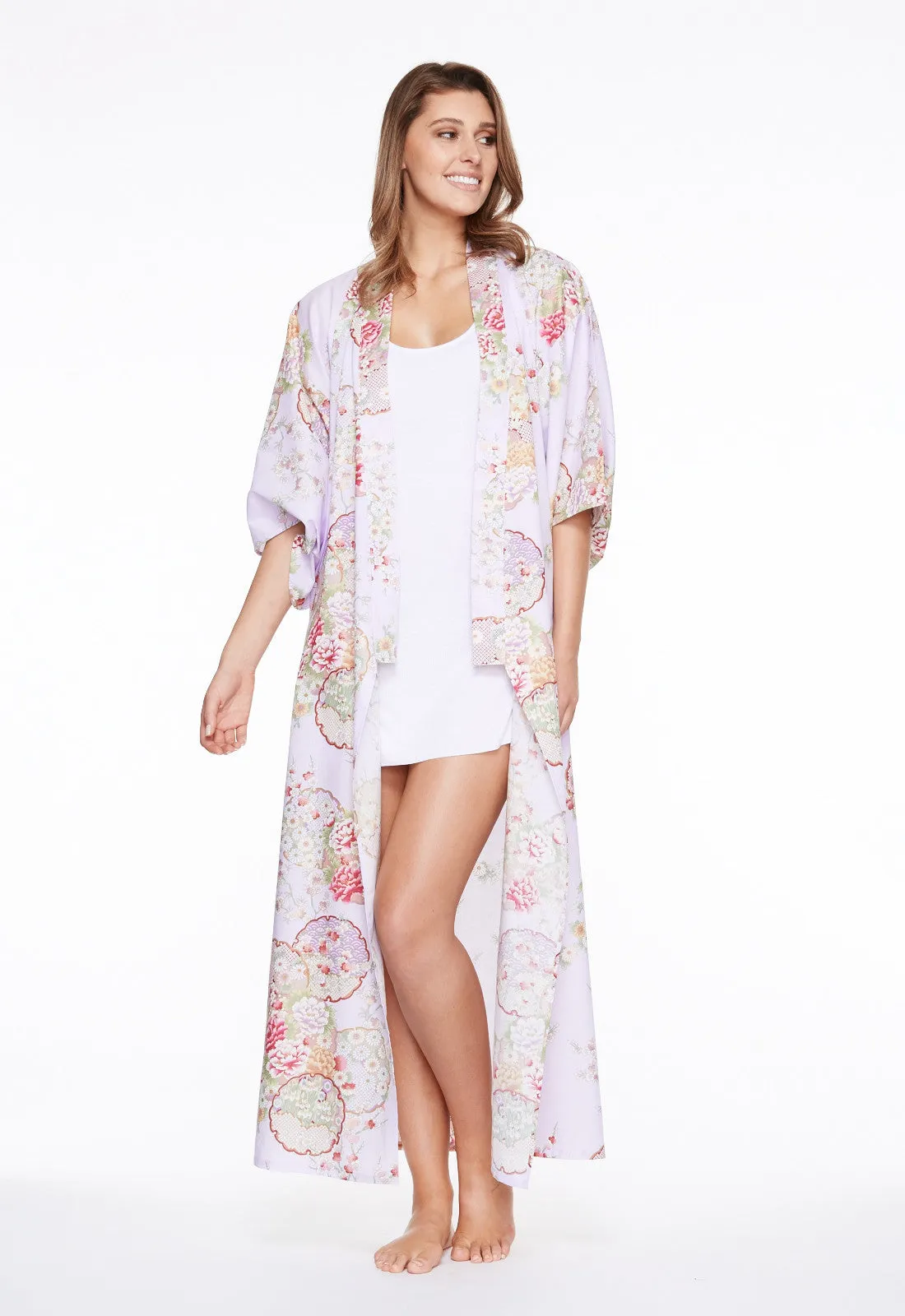 Graceful Circles Cotton Long Kimono