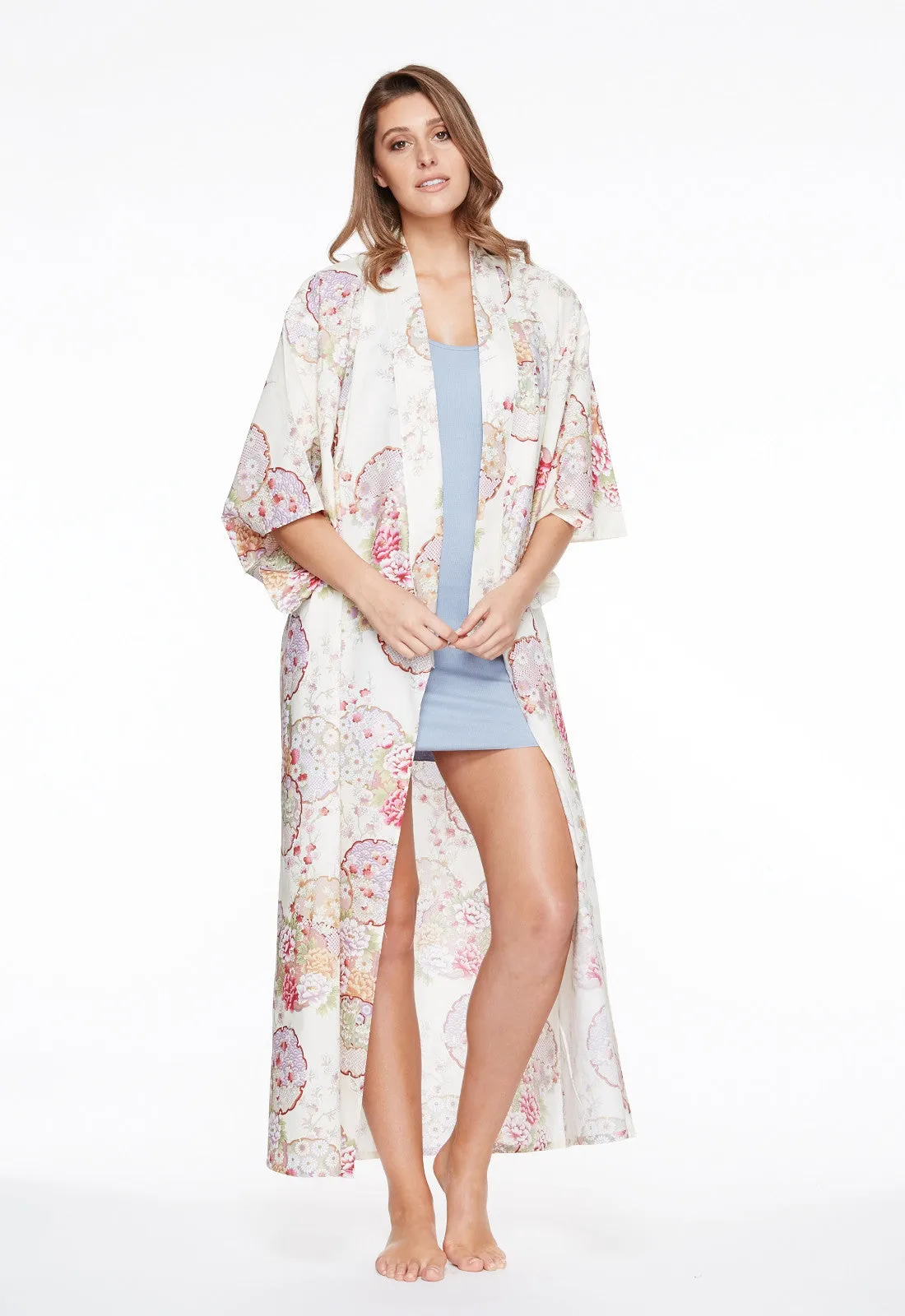 Graceful Circles Cotton Long Kimono