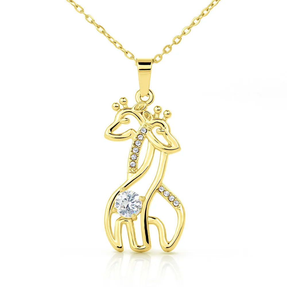 Graceful Love Giraffe Necklace With Christmas Wish Message Card For Mom