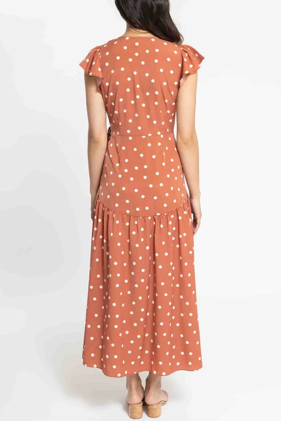 Graceful Terracotta Spot SS Maxi Wrap Dress