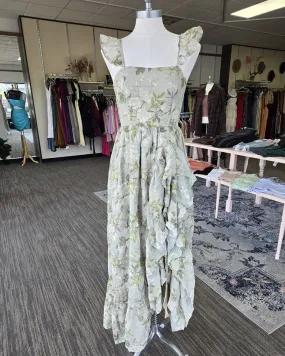 Green Floral Romantic Rose Floral Print Maxi