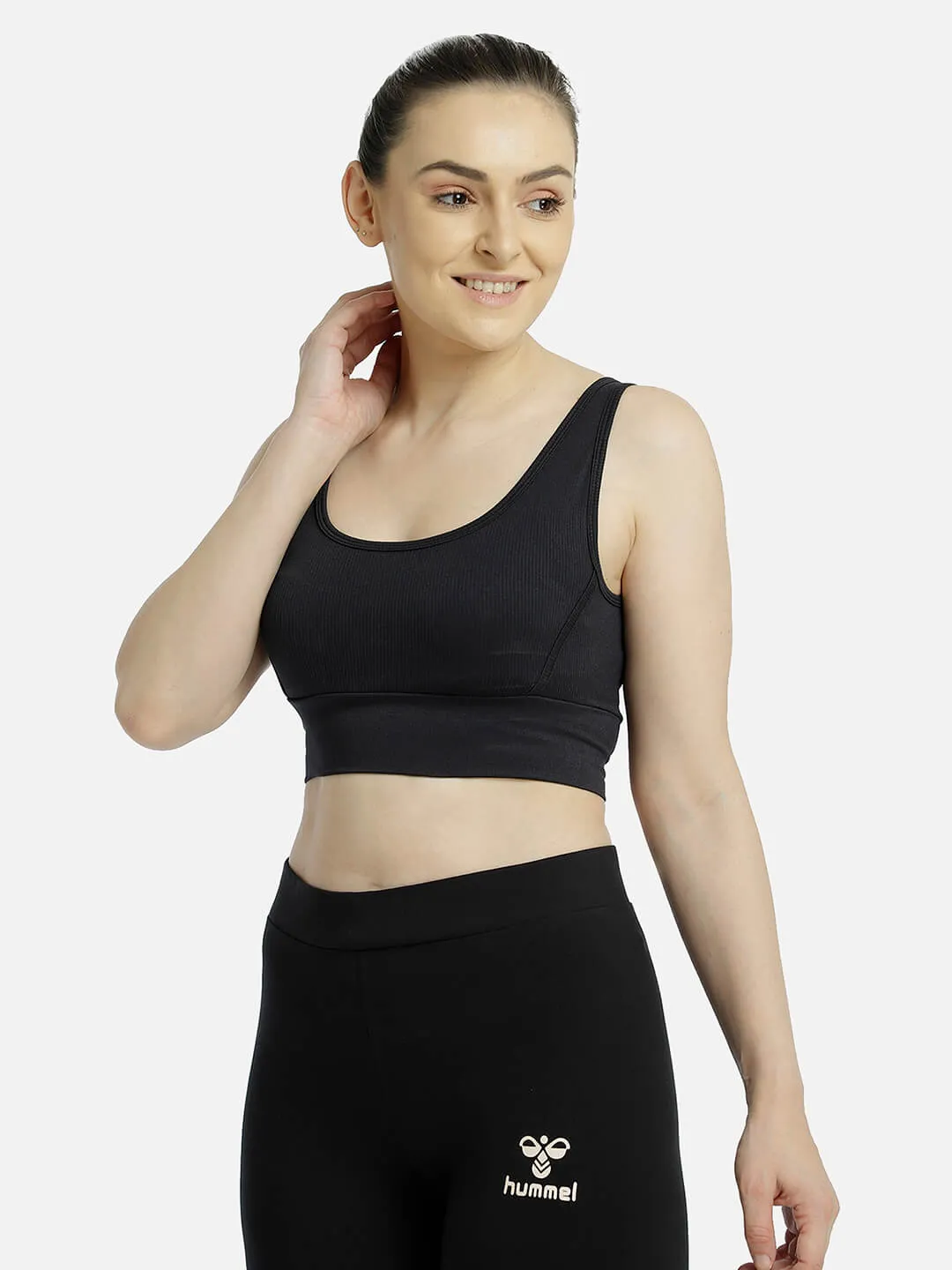 Heroine Seamless Women Polyester Black Cropped Top