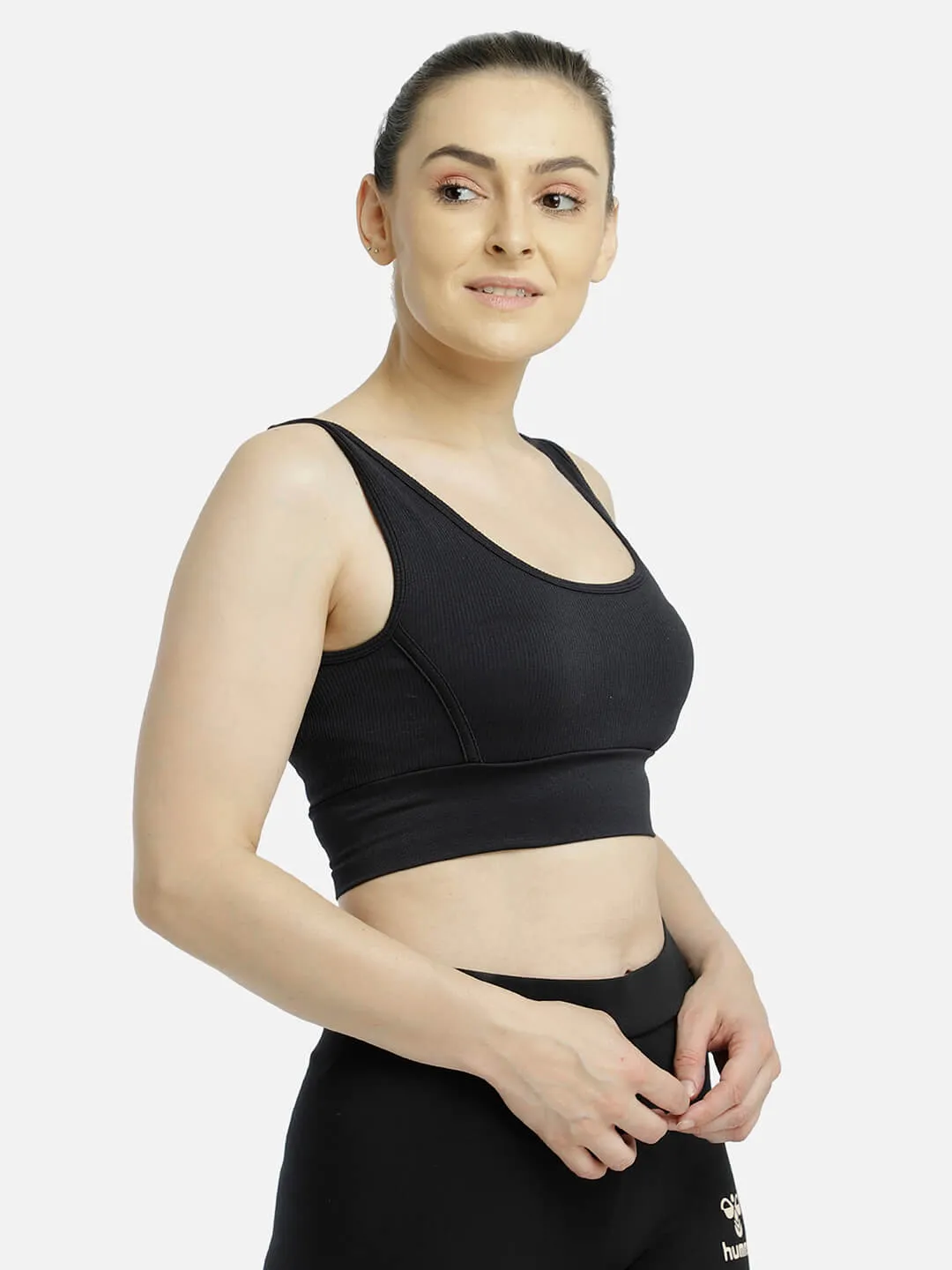 Heroine Seamless Women Polyester Black Cropped Top