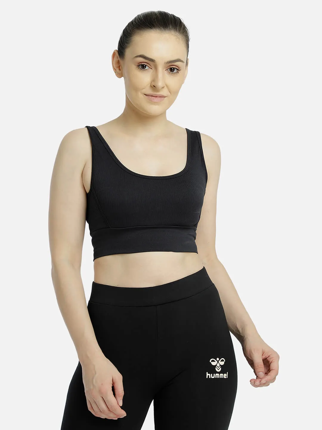 Heroine Seamless Women Polyester Black Cropped Top