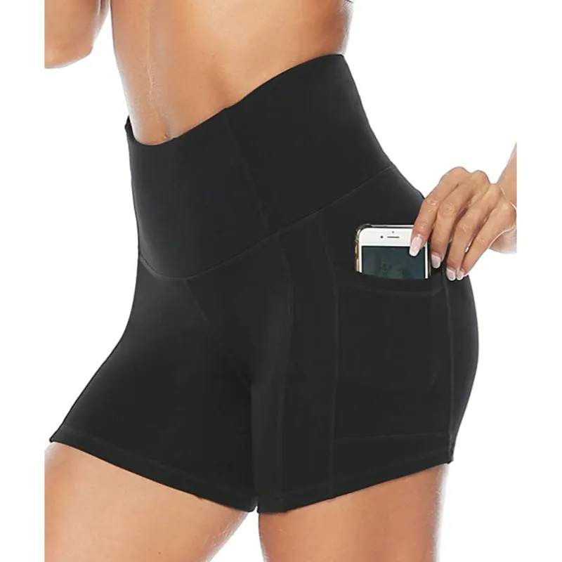 High Waist Side & Inner Pockets Athletic Shorts