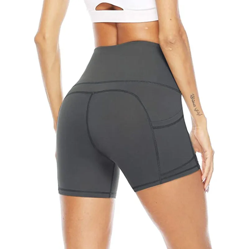 High Waist Side & Inner Pockets Athletic Shorts