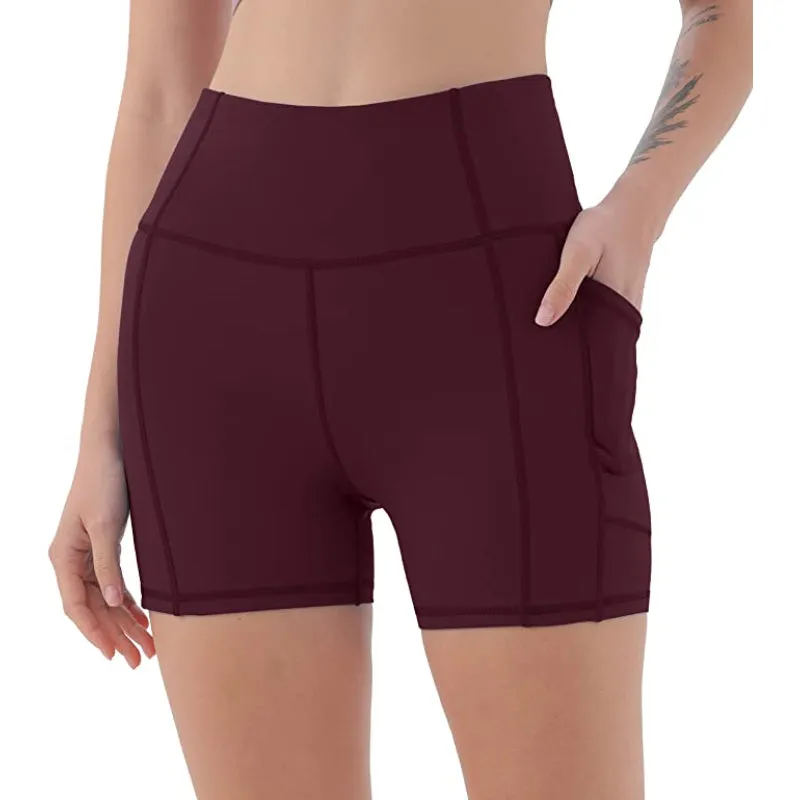 High Waist Side & Inner Pockets Athletic Shorts