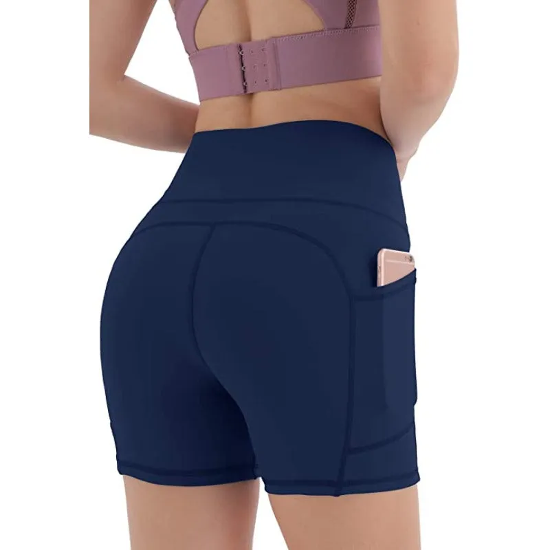 High Waist Side & Inner Pockets Athletic Shorts