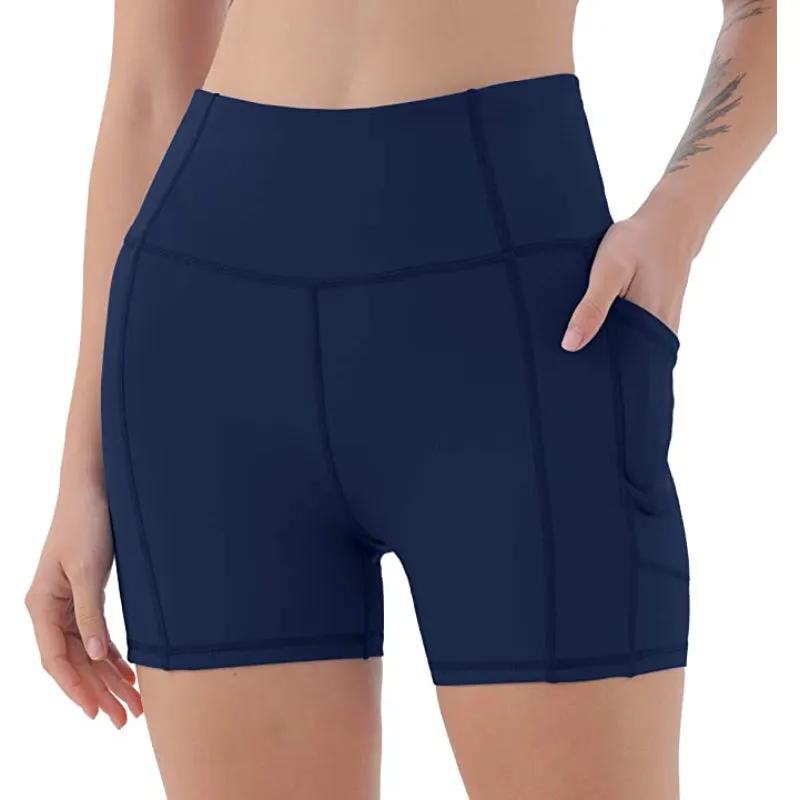 High Waist Side & Inner Pockets Athletic Shorts