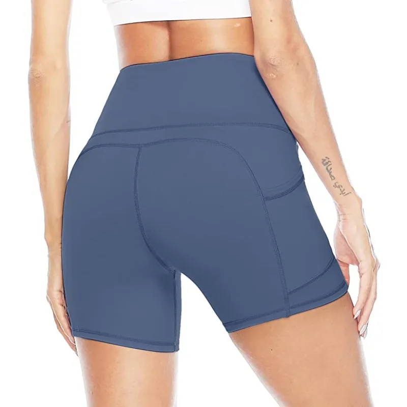 High Waist Side & Inner Pockets Athletic Shorts