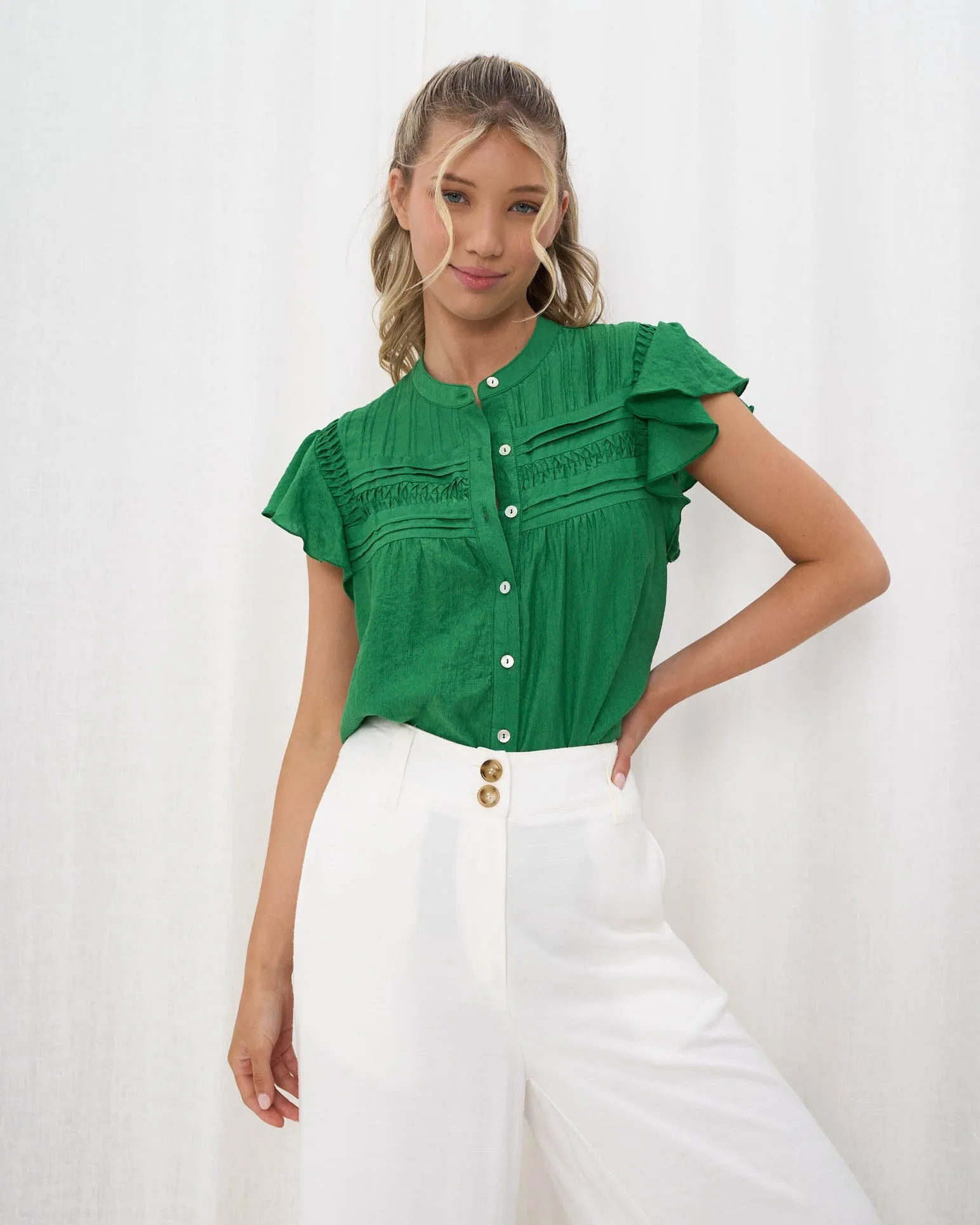 Jeze Cotton Top Green