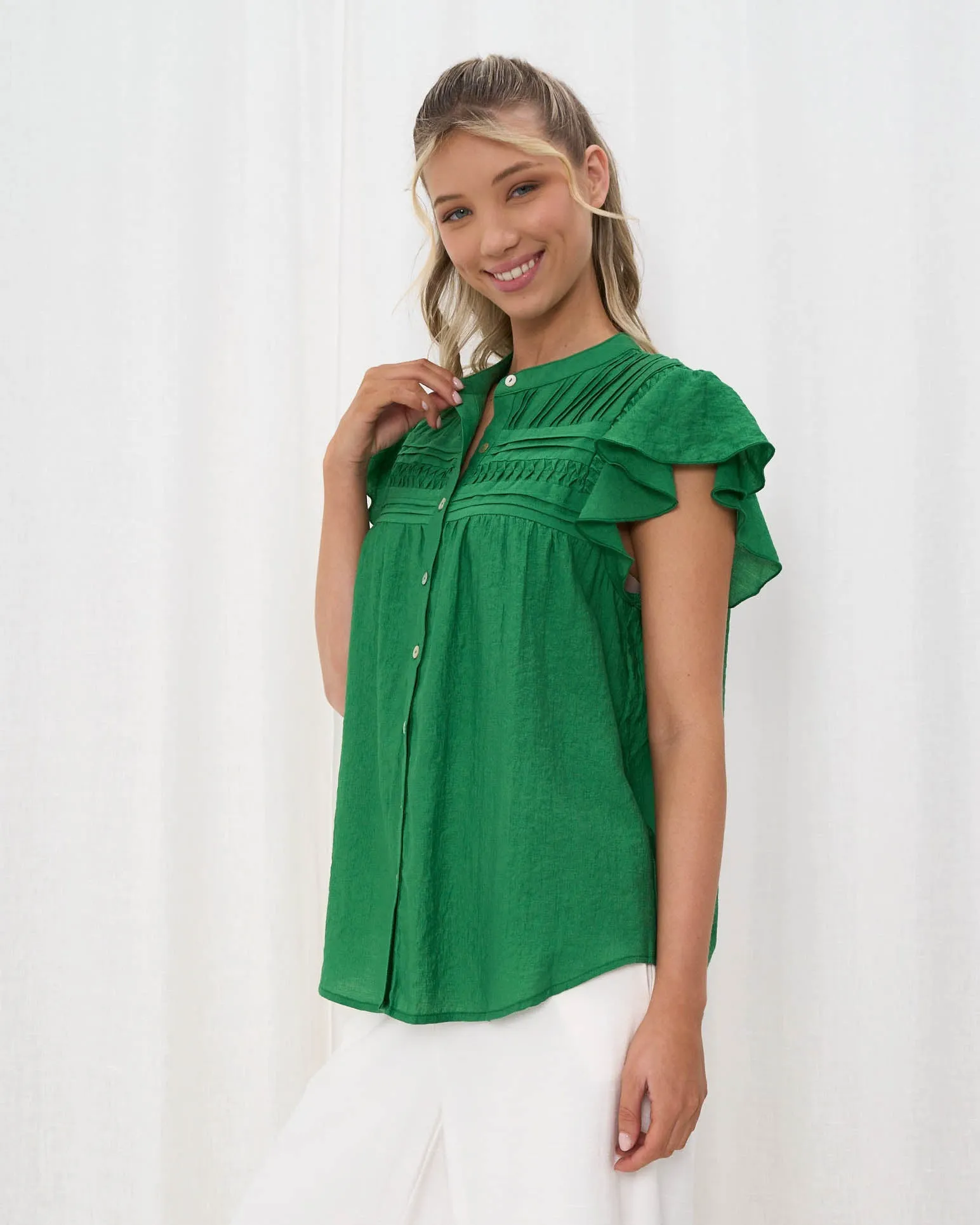 Jeze Cotton Top Green