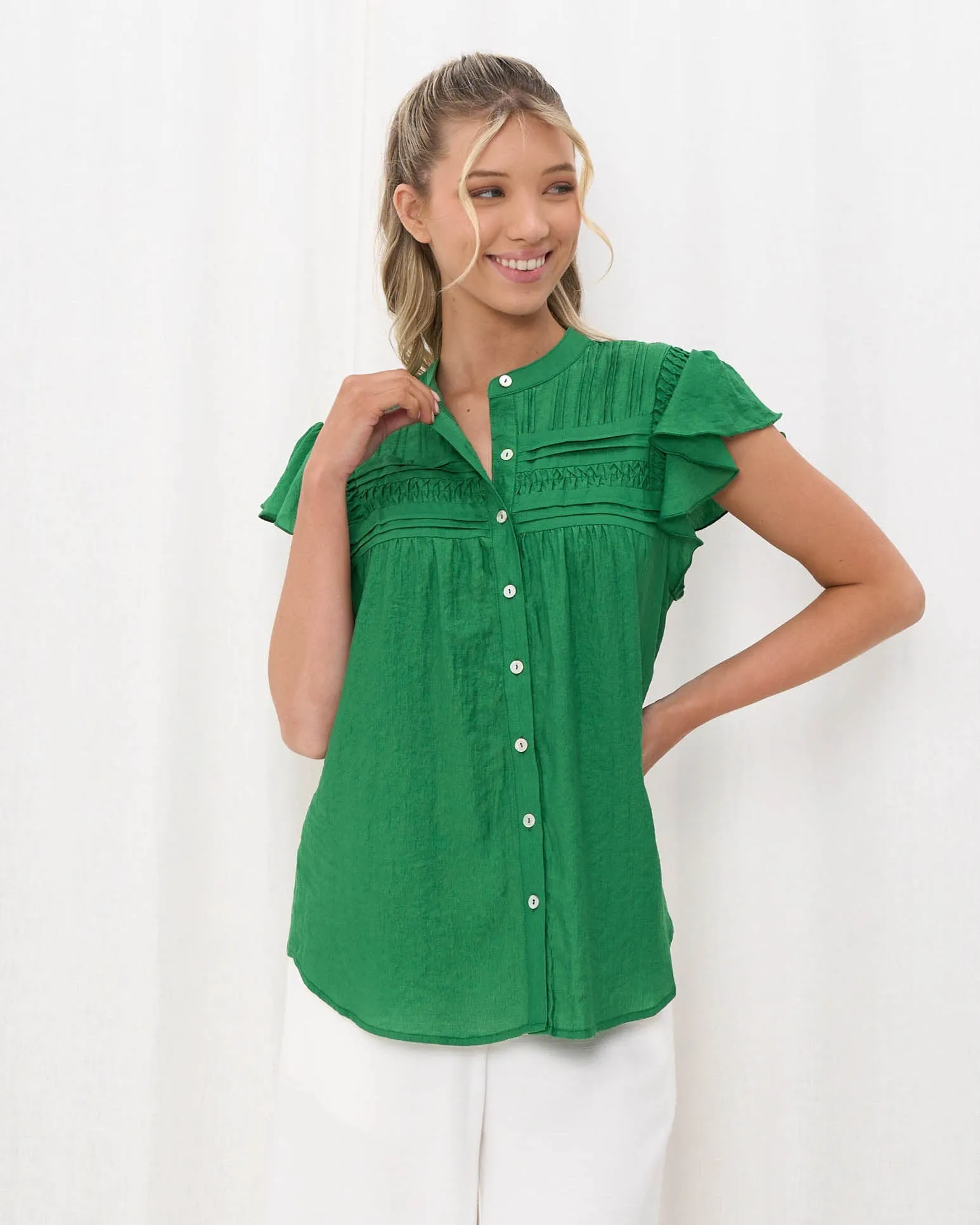 Jeze Cotton Top Green