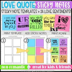 LOVE QUOTE Sticky Notes {NON-ROMANTIC} PRINTABLE