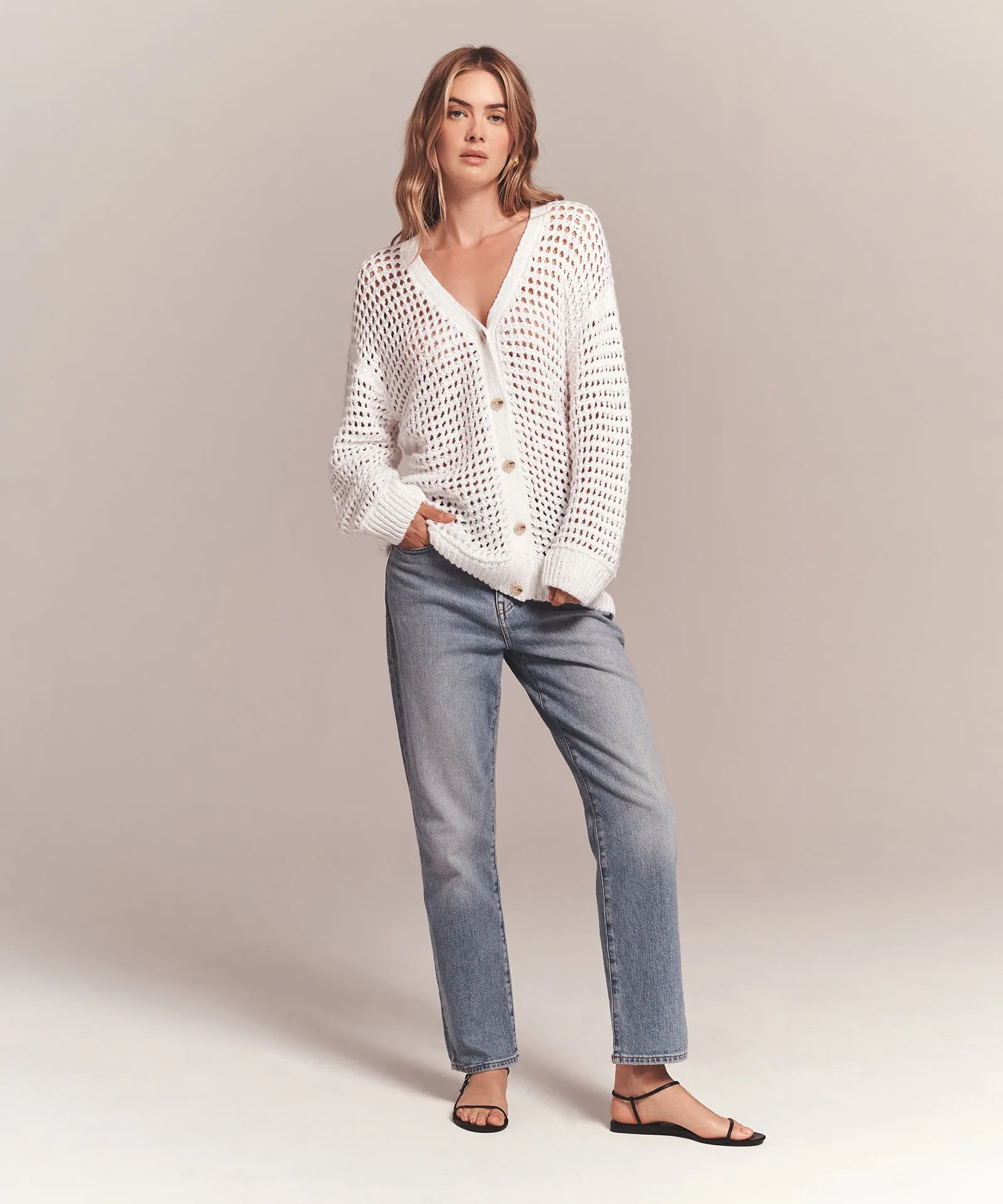 Luxe Cotton Pointelle Cardigan