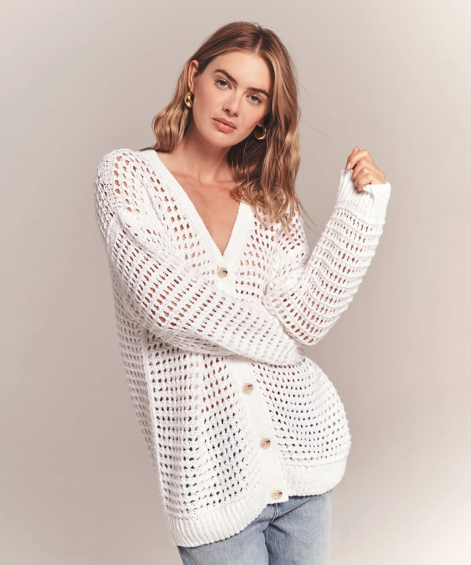 Luxe Cotton Pointelle Cardigan