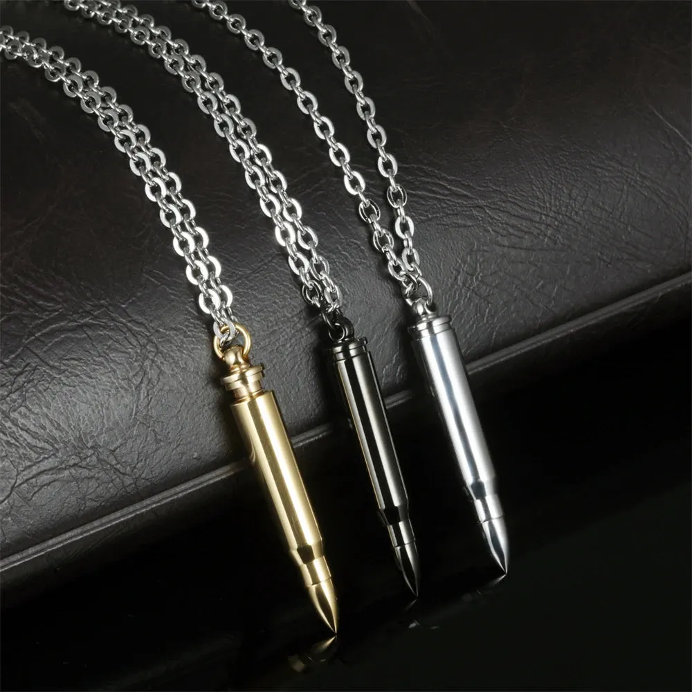 Men Bullet Memorial Urn Pendant Necklace