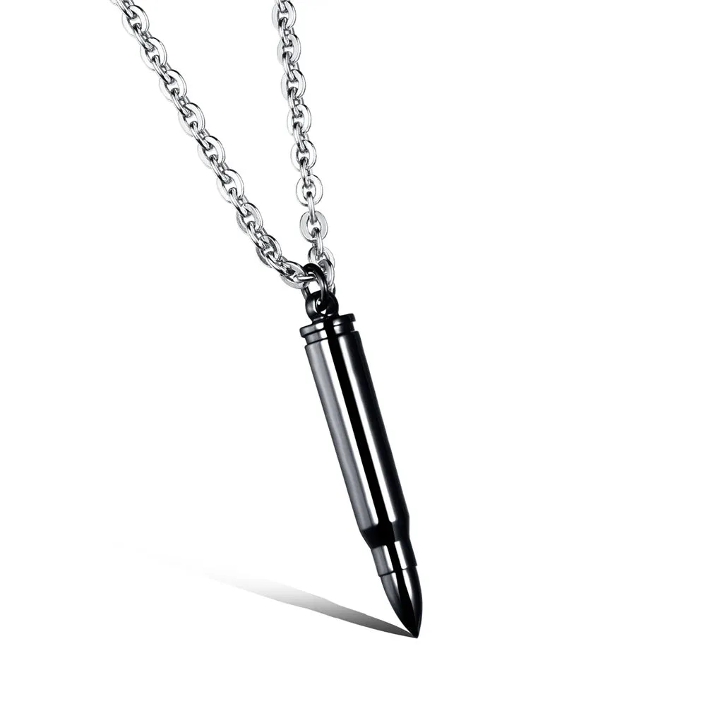 Men Bullet Memorial Urn Pendant Necklace