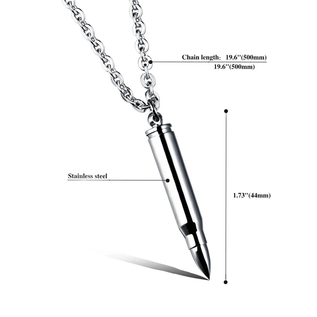 Men Bullet Memorial Urn Pendant Necklace