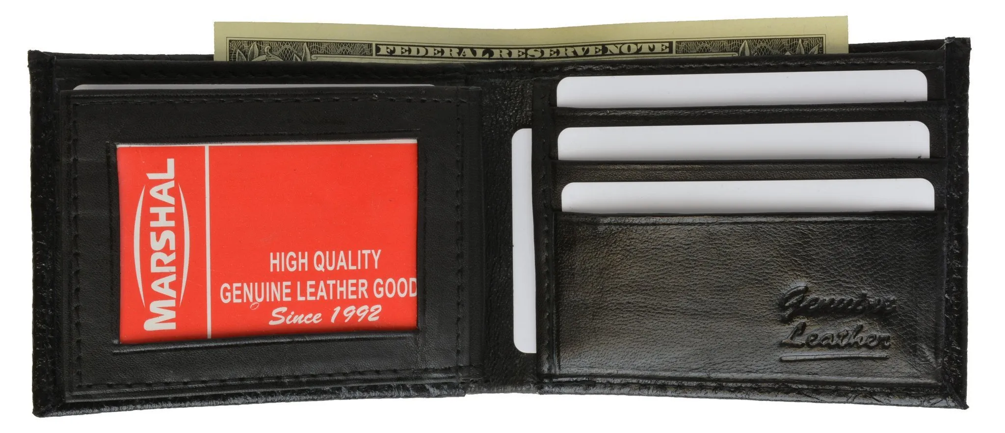 Men Leather Wallet with Hideaway Zippered Pocket