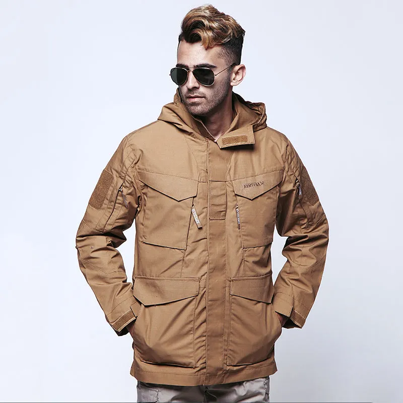 Multi-pocket Solid Color Men Coat