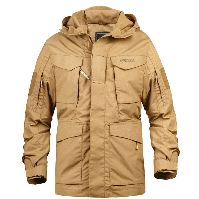 Multi-pocket Solid Color Men Coat