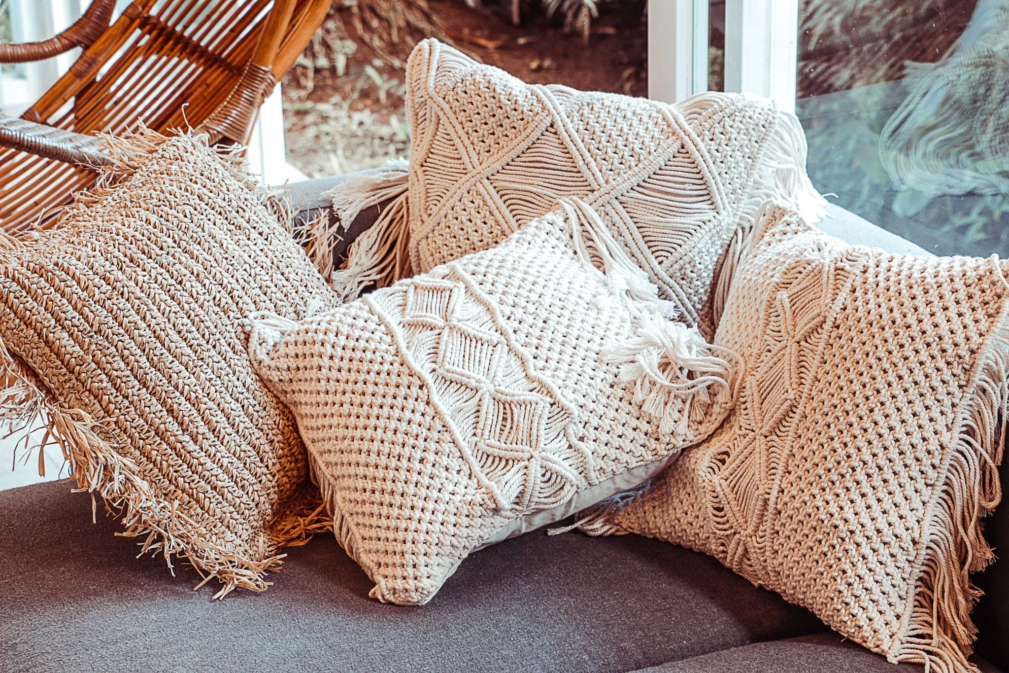 Natural Raffia Cushion Cover