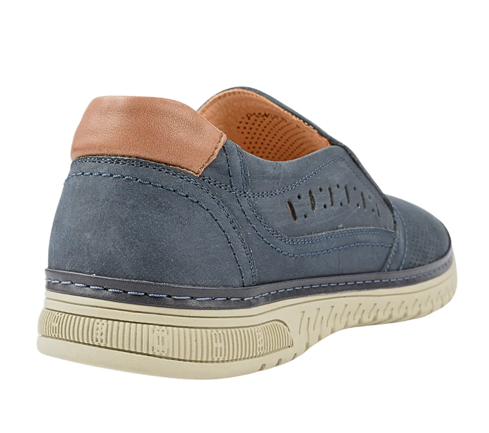 Pantofi casual, barbati, MELS, 15431 bleumarin, piele intoarsa