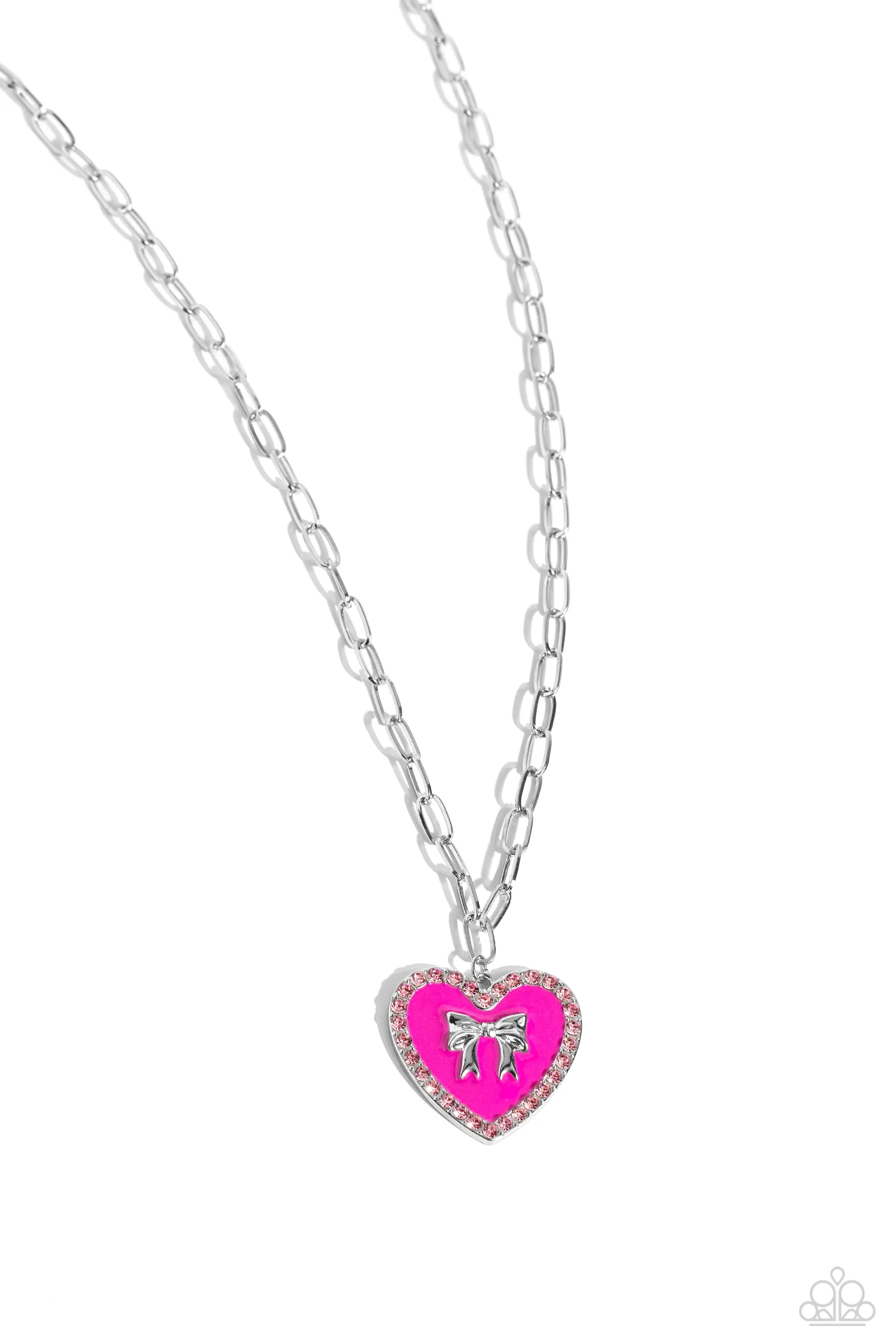 Paparazzi Romantic Gesture Pink Necklace & Earring Set