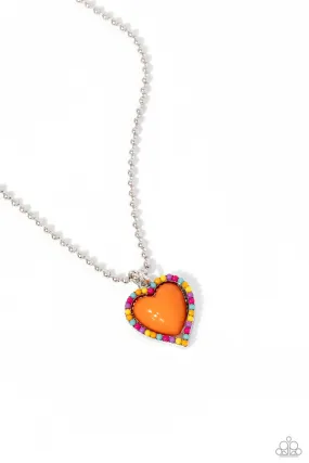 Paparazzi Romantic Ragtime Orange Necklace & Earring Set