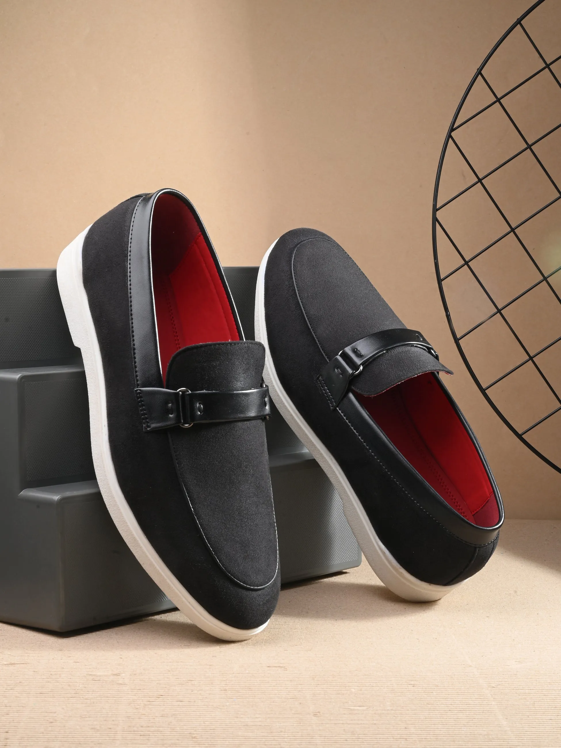 Piana Black Casual Slip-Ons