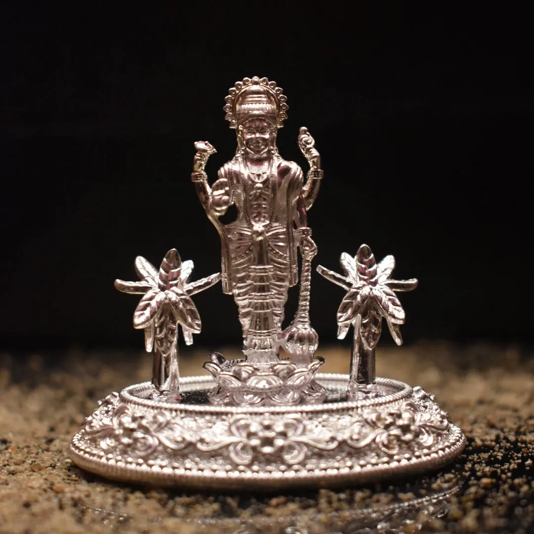 "Radiant Reverence: The Graceful Majesty of a Lord Vishnu Silver Idol"