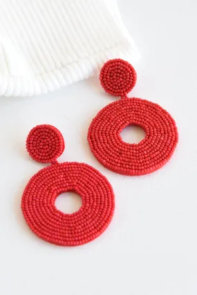 RED BEADED EARRINGS